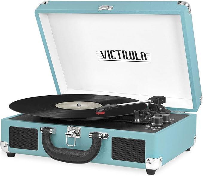 Victrola Vintage 3-Speed Bluetooth Portable Suitcase Record Player with Built-in Speakers