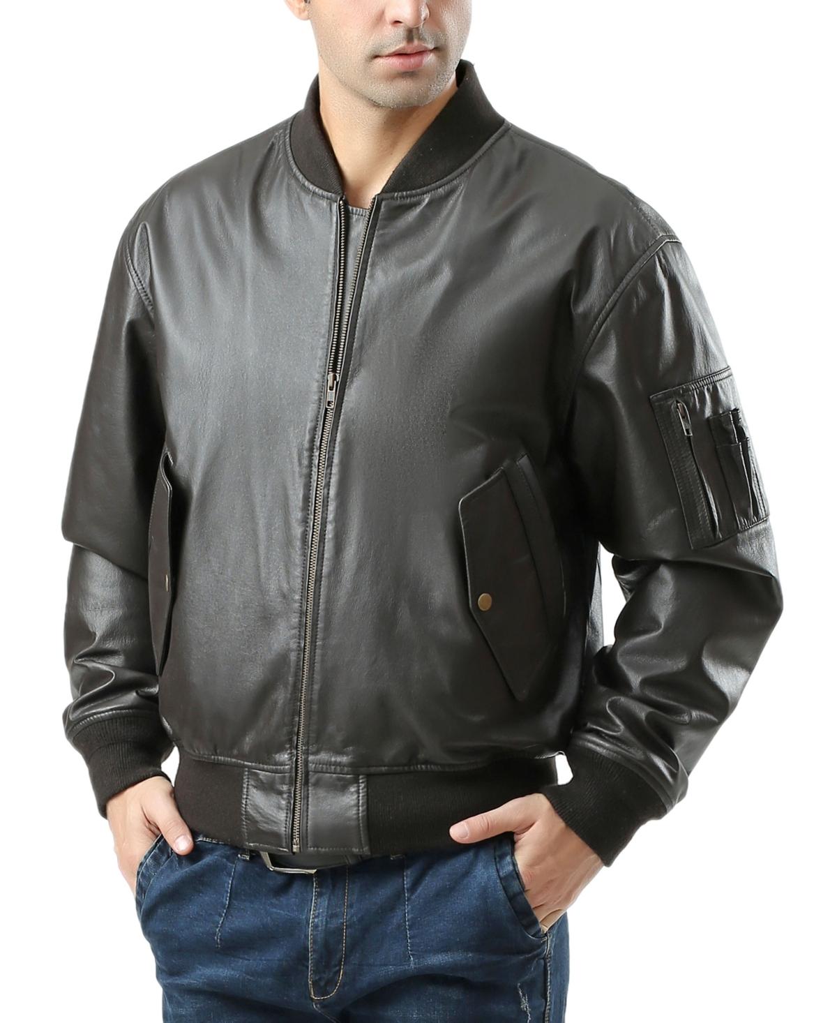 Landing Leathers Men Ma-1 Leather Flight Bomber Jacket - Brown