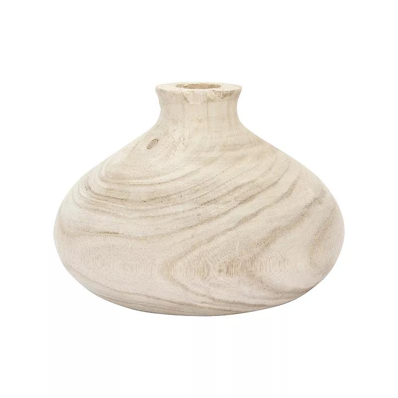 Storied Home Small Paulownia Wood Vase, Brown