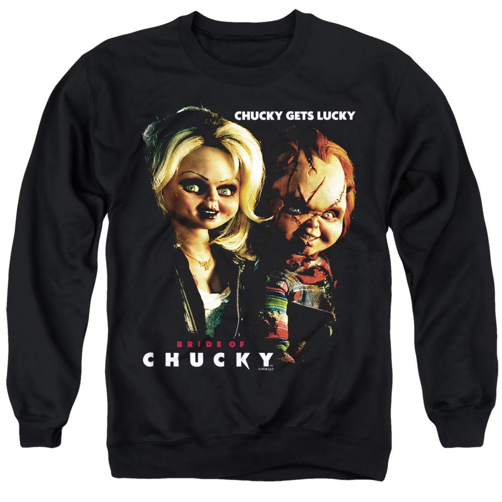 Bride Of Chucky Chucky Gets Lucky Adult Crewneck Sweatshirt, Black, Small