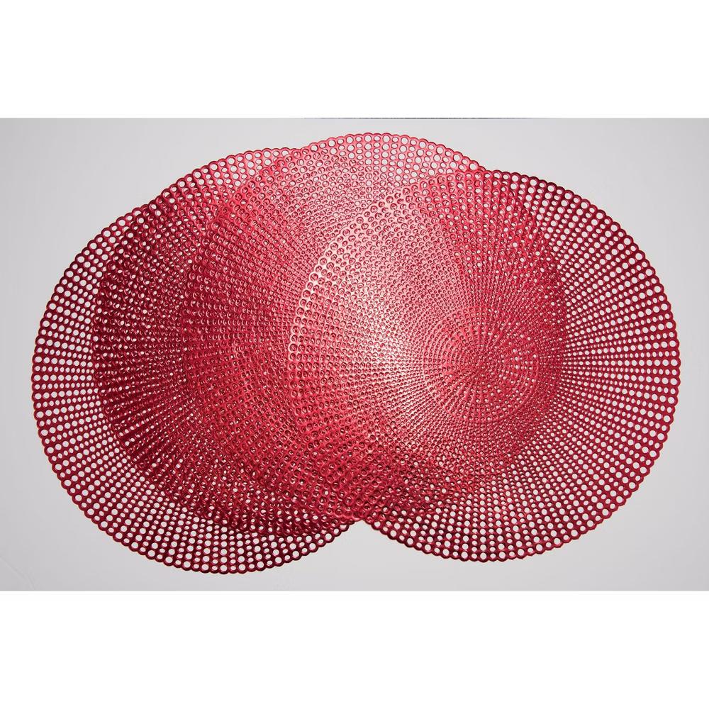 Lintex Linens Brocade 16" Placemat Eco Friendly Vinyl Set of 4 - Perfect for Indoor and Outdoor Dinning - Red