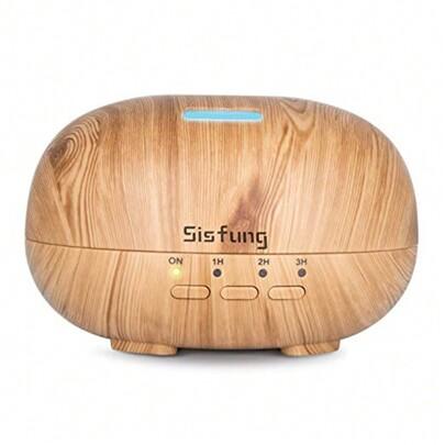Essential Oil Diffuser - 300mL Ultra Quiet Wood Grain Aromatherapy Diffuser - Ultrasonic Cool Mist, Waterless Auto Shut-Off, 7 Color LED