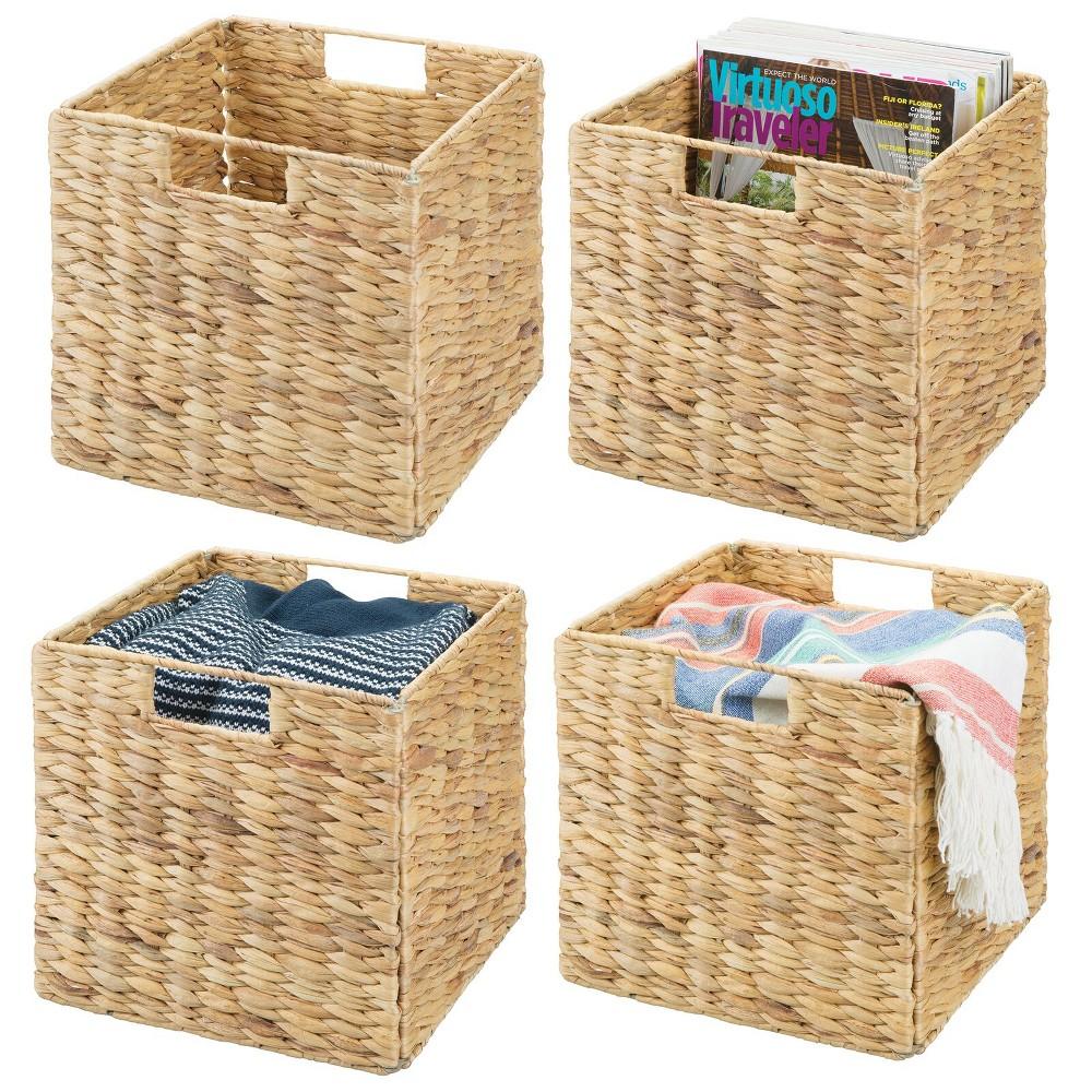 mDesign Woven Hyacinth Bin Basket Organizer with Handles