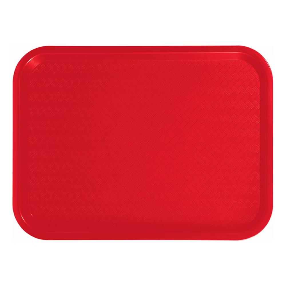 Winco Plastic Cafeteria Tray, Rectangular, 12" x 16", Red - Pack of 6