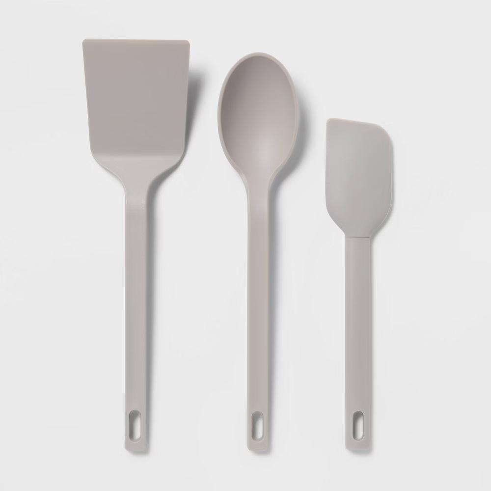 3pc Nylon Kitchen Utensil Set Turner Spoon Spatula Gray - Room Essentials™: Cooking Utensils, Dishwasher-Safe, Adult Use