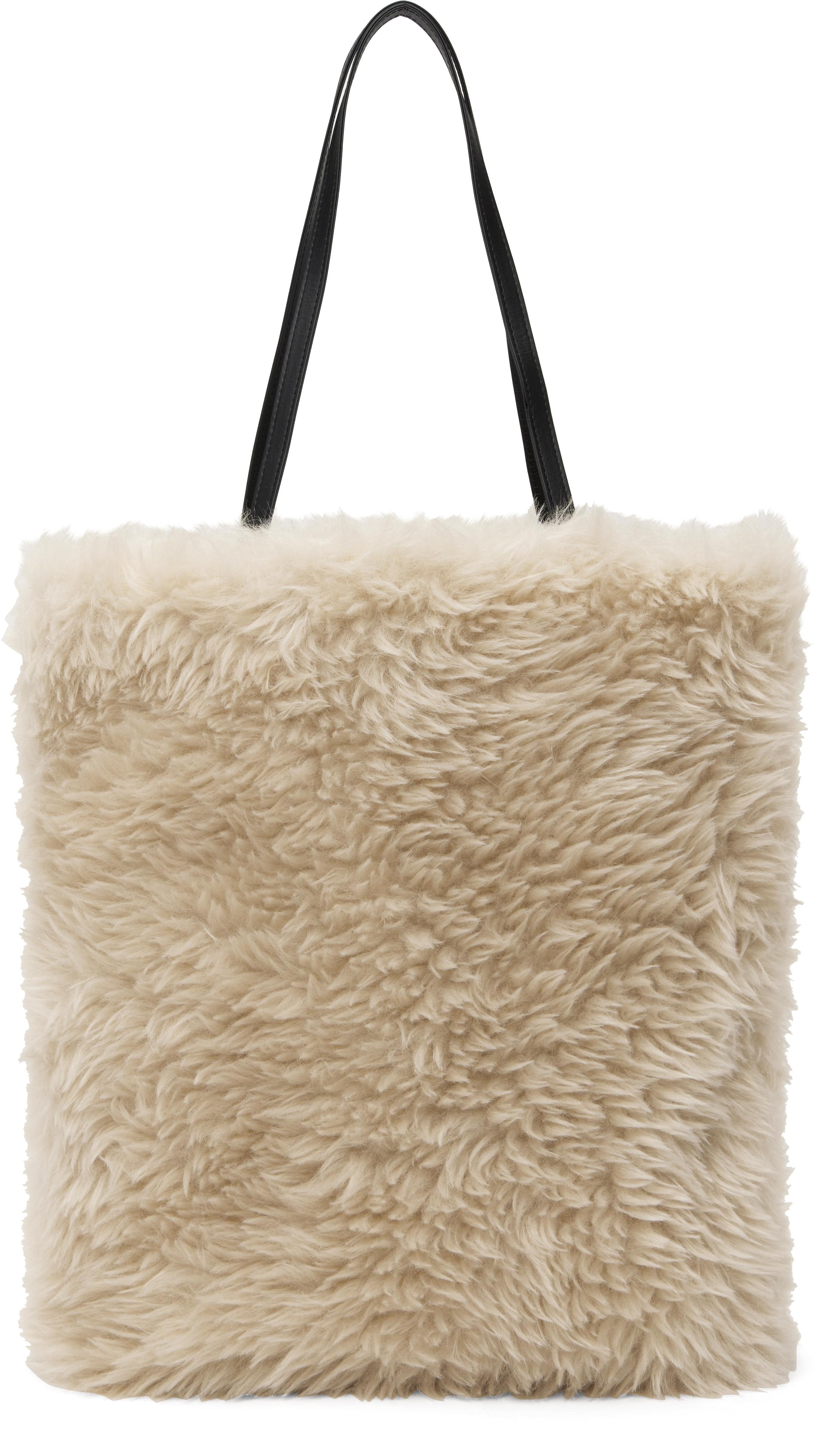 AMOMENTO Beige Faux-Fur Tote