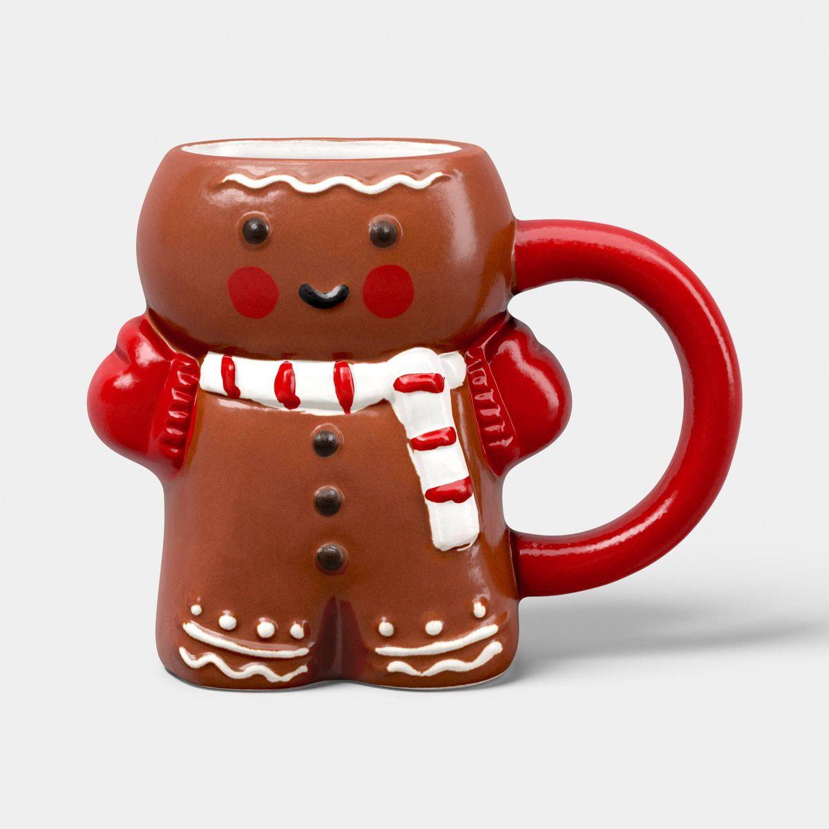 5 fl oz Christmas Stoneware Figural Gingerbread Man Mini Mug - Wondershop™