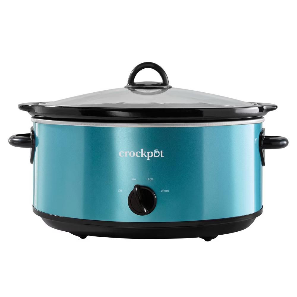 Crock-Pot 7qt Manual Slow Cooker Turquoise: 3 Settings, Removable Stoneware, Dishwasher-Safe Parts, Keep Warm, 270W