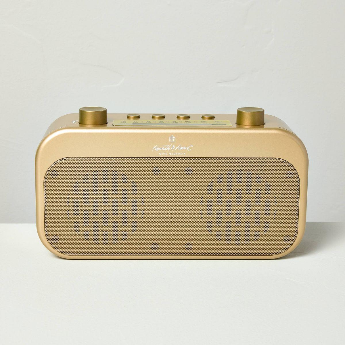 Portable Brass Finish AM/FM Bluetooth Radio - Hearth & Hand™ with Magnolia